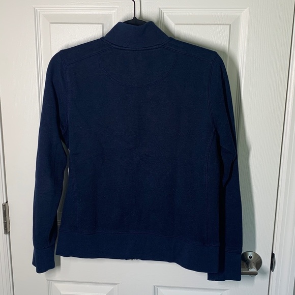 LL Bean navy blue zip up sweatshirt with velvet accents size small - Picture 2 of 10